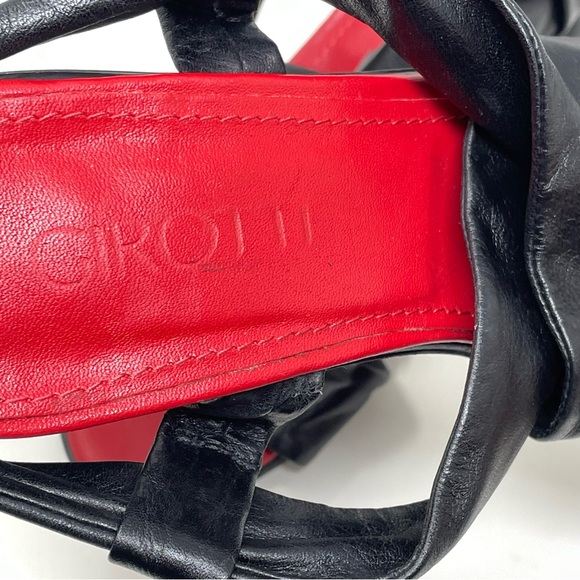 Girotti Strappy Sandal Block Heel Size 41 Black Soft Italian Leather - Picture 8 of 9